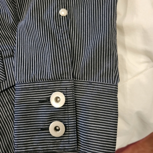 Y Brand Black & White Striped Womans Jean Style Jacket Sz 14 - Picture 4 of 12